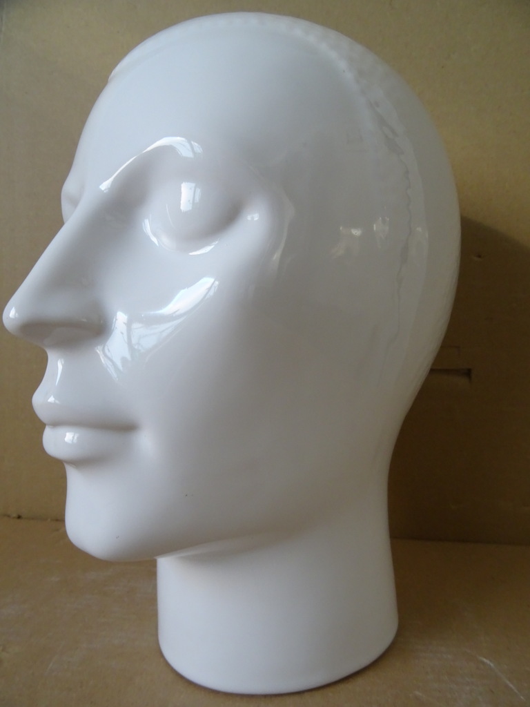 Vintage aardewerk mannequin hoofd Royal Delft
