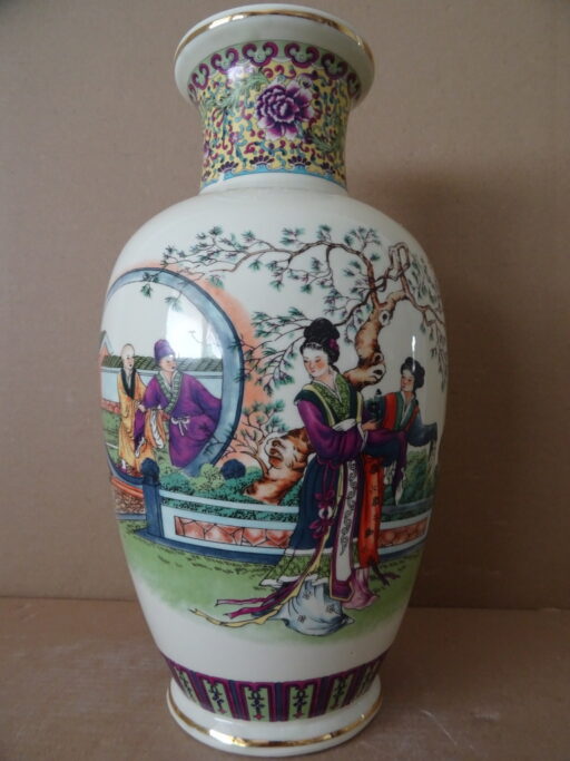 Vintage Chinese vaas met geisha's 31cm