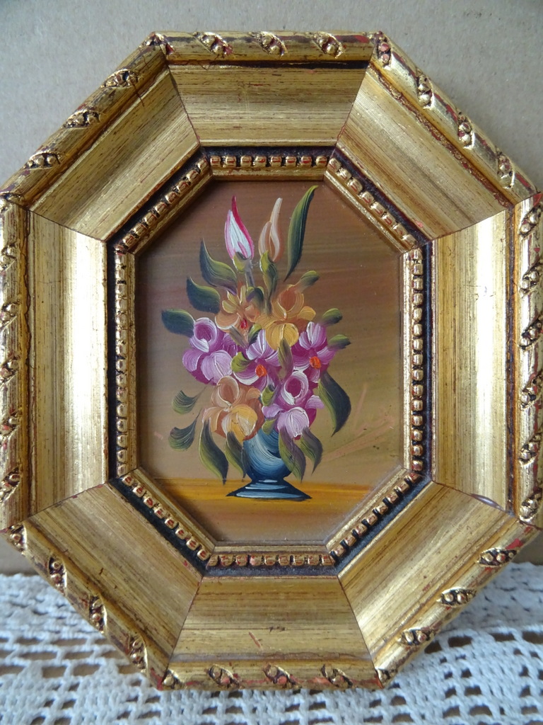 Vintage Italiaans miniatuur schilderij op koper 11x14cm