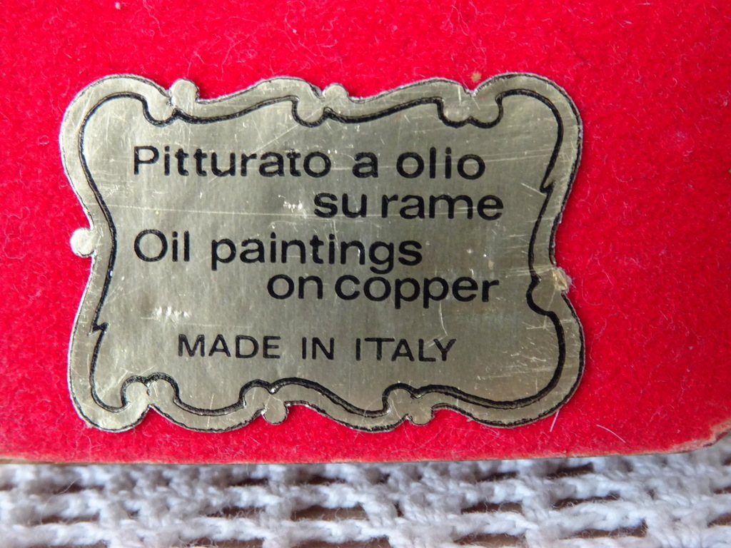Vintage Italiaans miniatuur schilderij op koper 11x14cm - Afbeelding 8