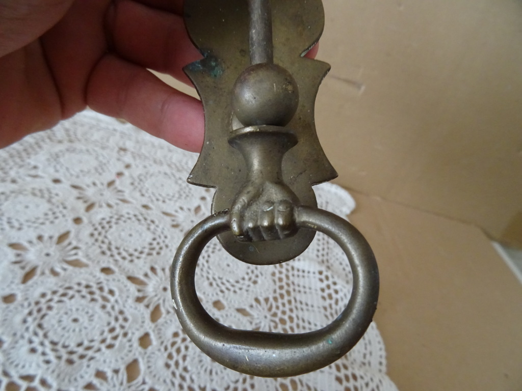 Antieke of vintage messing handvat van deurbel 16cm - Afbeelding 5