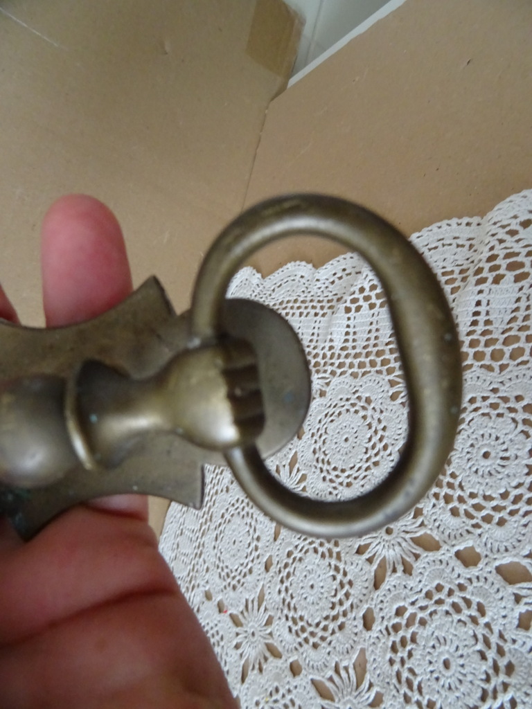 Antieke of vintage messing handvat van deurbel 16cm - Afbeelding 6