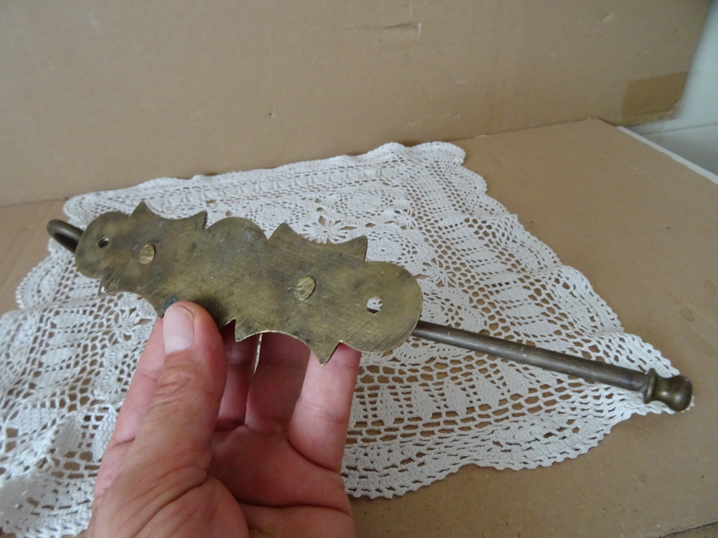 Antieke of vintage messing handvat van deurbel 16cm - Afbeelding 7