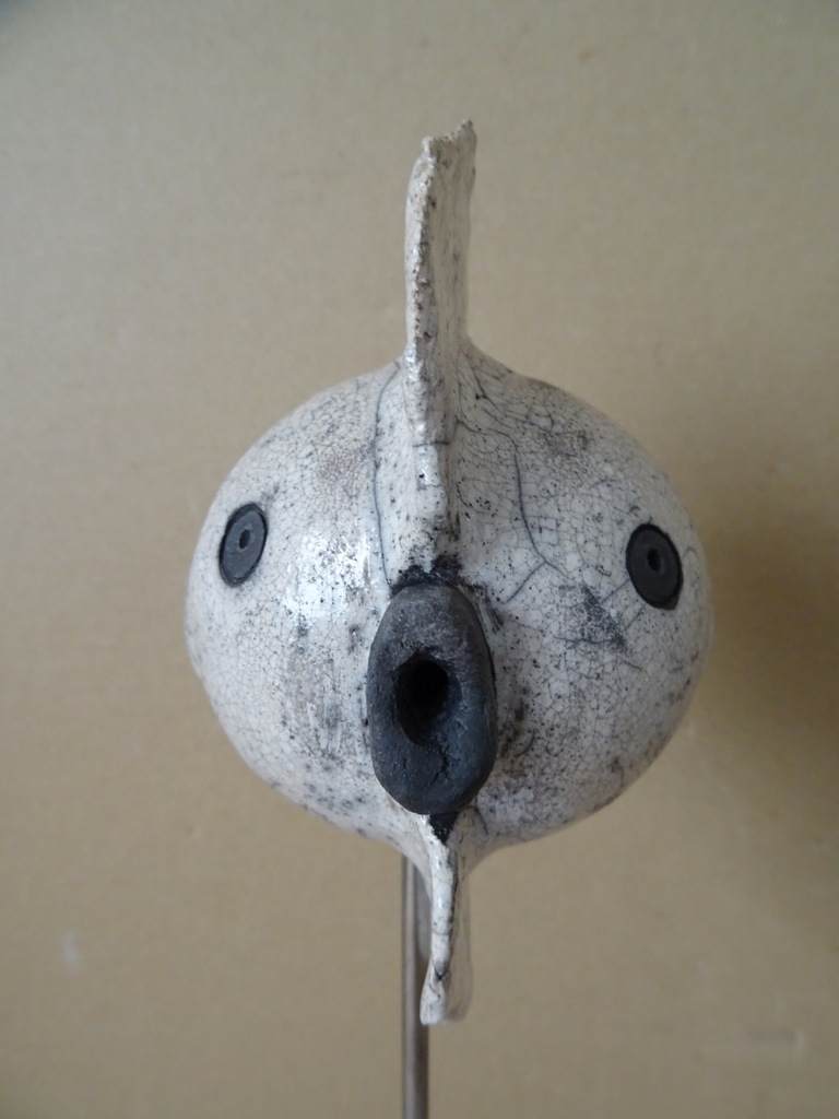 Beeld van een vis kogelvis raku keramiek PvW 37cm - Afbeelding 3