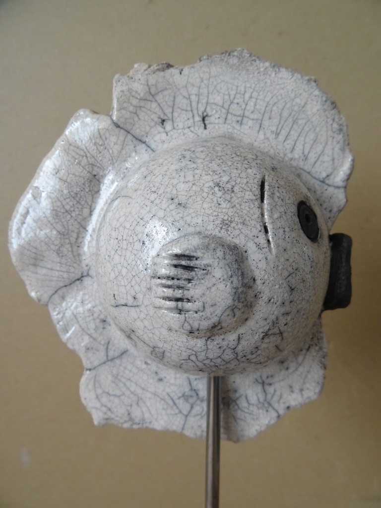 Beeld van een vis kogelvis raku keramiek PvW 37cm - Afbeelding 5