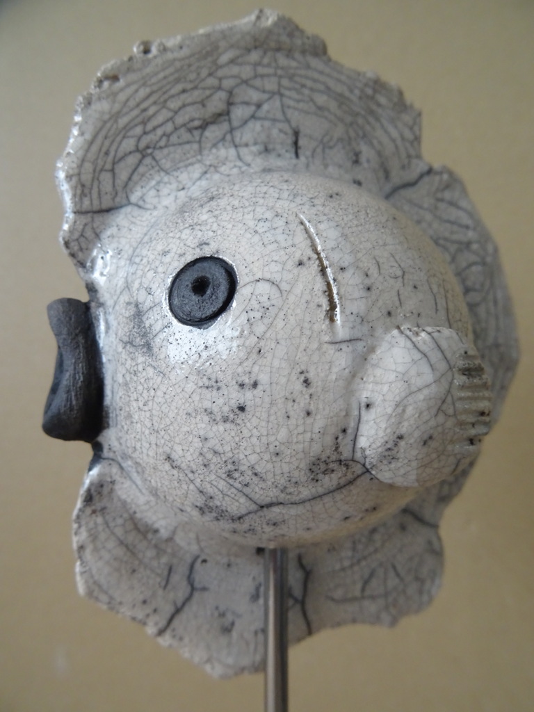 Beeld van een vis kogelvis raku keramiek PvW 37cm - Afbeelding 15