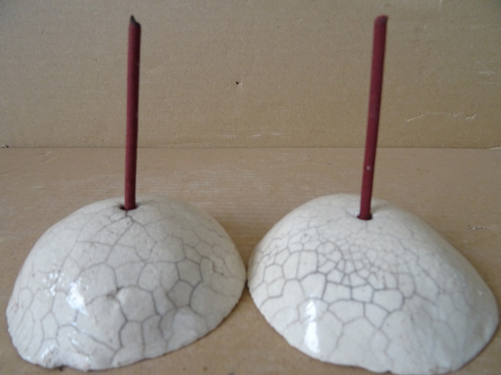 Set wierookhouders raku keramiek 9cm