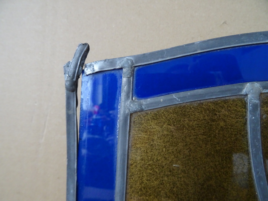 Antiek glas in lood Heilige Maria Sterre der Zee 32x43cm met los hoekje - Afbeelding 7