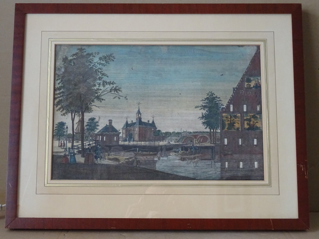 Antieke ets of opticaprent met verlichting De Leidsepoort te Amsterdam - Afbeelding 2