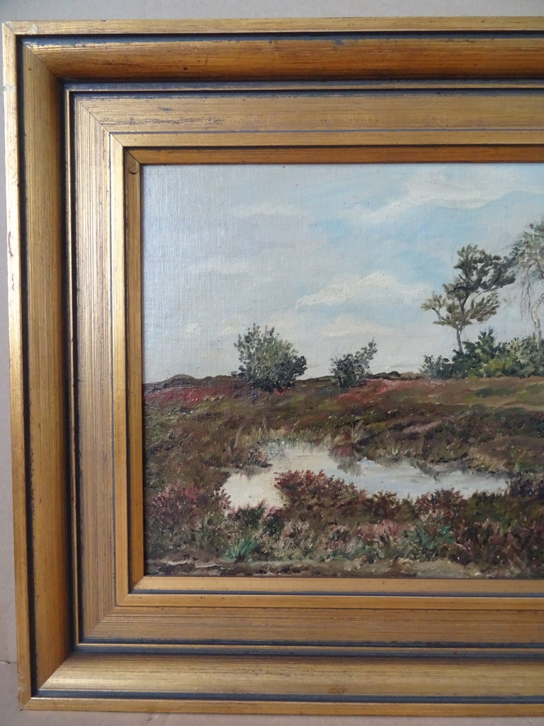 Schilderij C. J. G. Cool- Van Oosten Slingeland Heide bij Rolde 57x43cm - Afbeelding 3