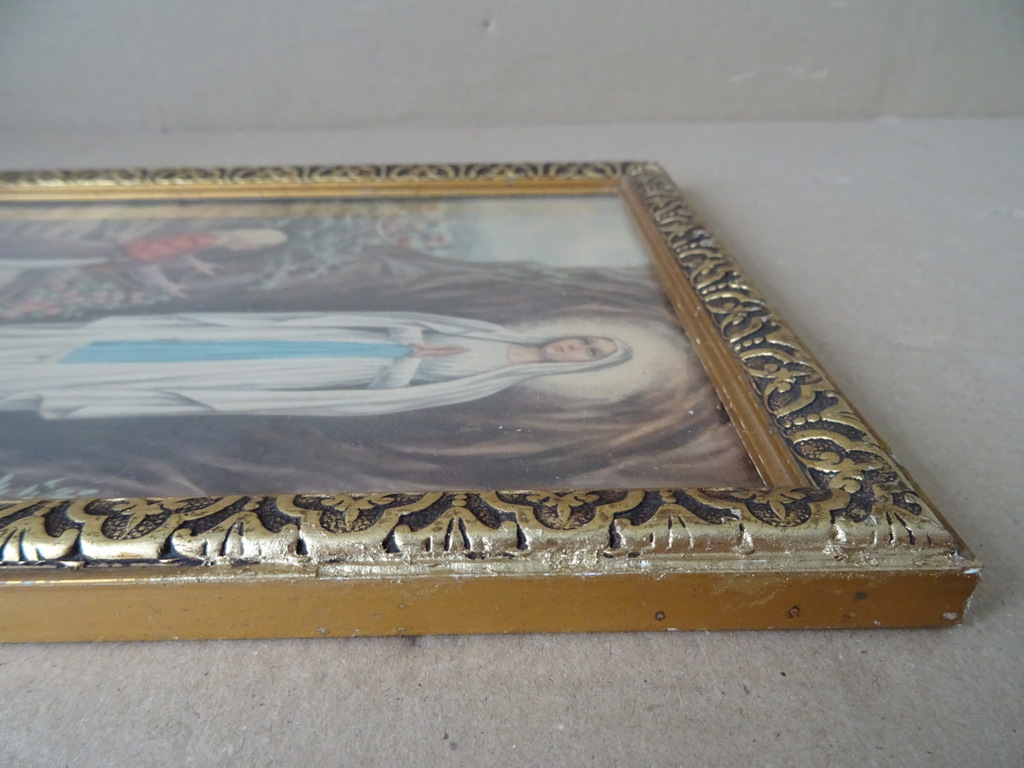 Vintage prent Heilige Maria en Bernadette 21x27cm - Afbeelding 7