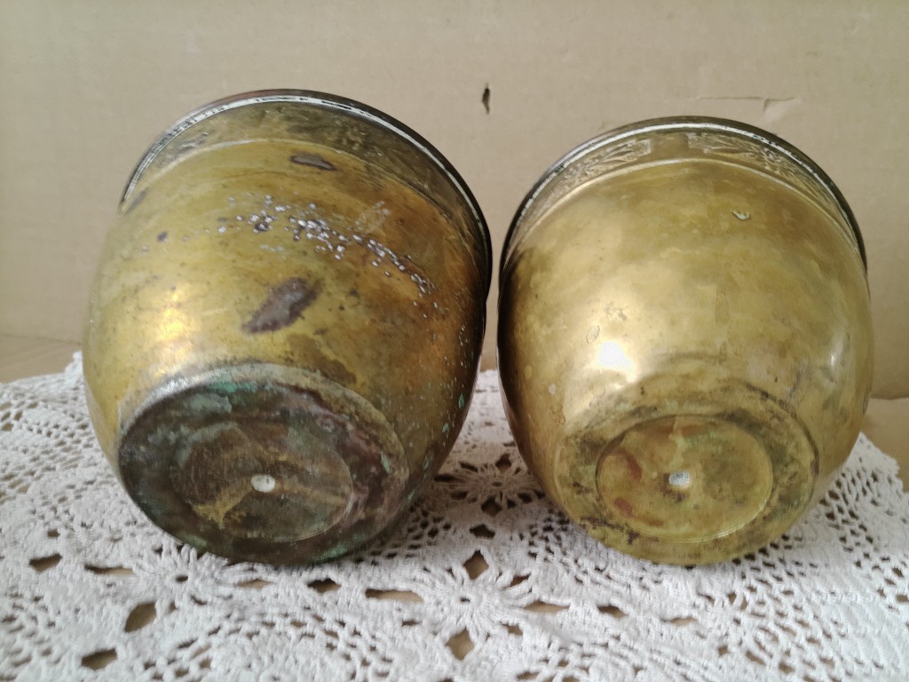 Antieke koperen bloempotjes 8cm hoog - Afbeelding 10
