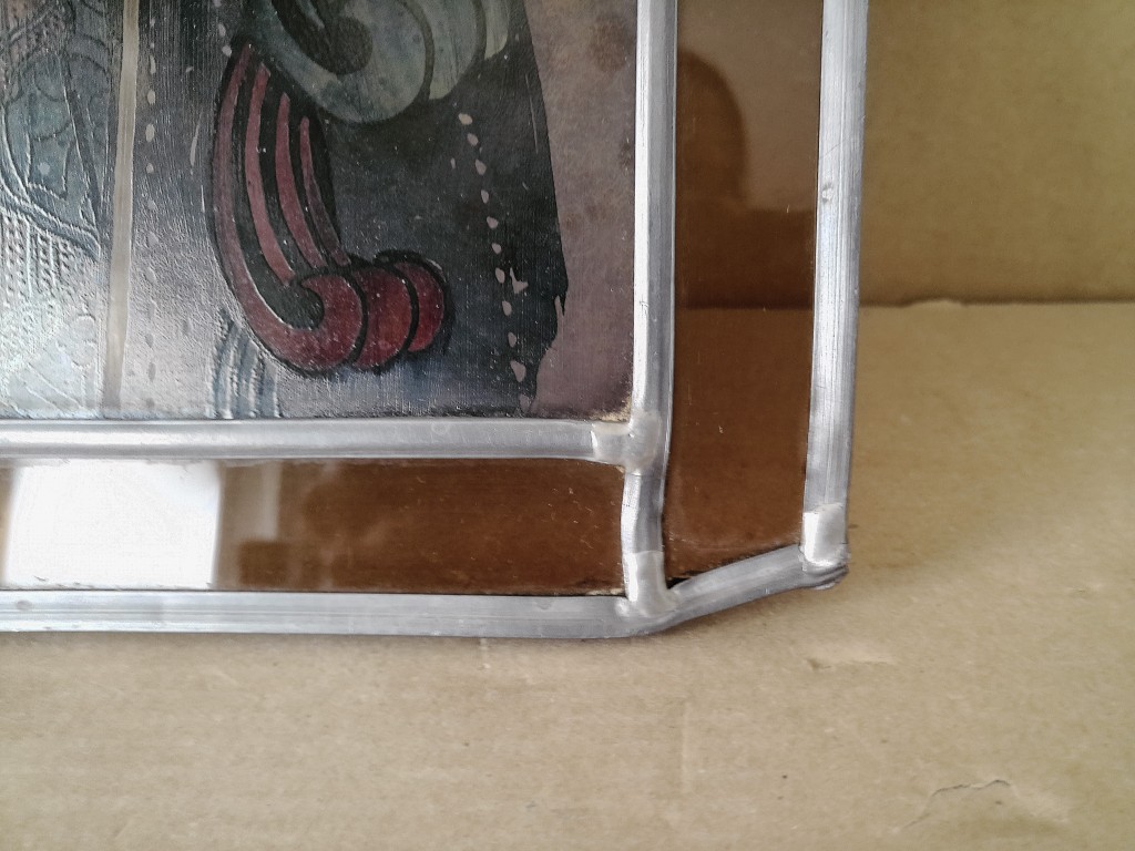 Antiek glas in lood Heilige Maria Sterre der Zee 32x42cm - Afbeelding 7