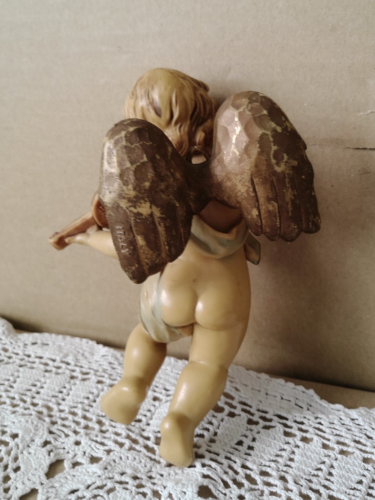 Vintage wandbeeld engel met viool Simonelli Fontanini 15cm - Afbeelding 4