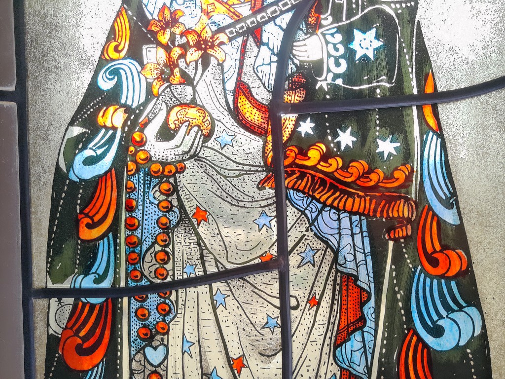 Antiek glas in lood Heilige Maria Sterre der Zee 32x42cm - Afbeelding 21
