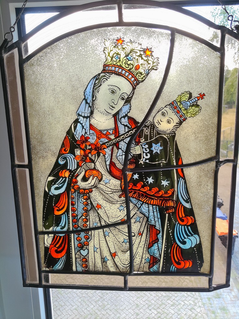Antiek glas in lood Heilige Maria Sterre der Zee 32x42cm - Afbeelding 22