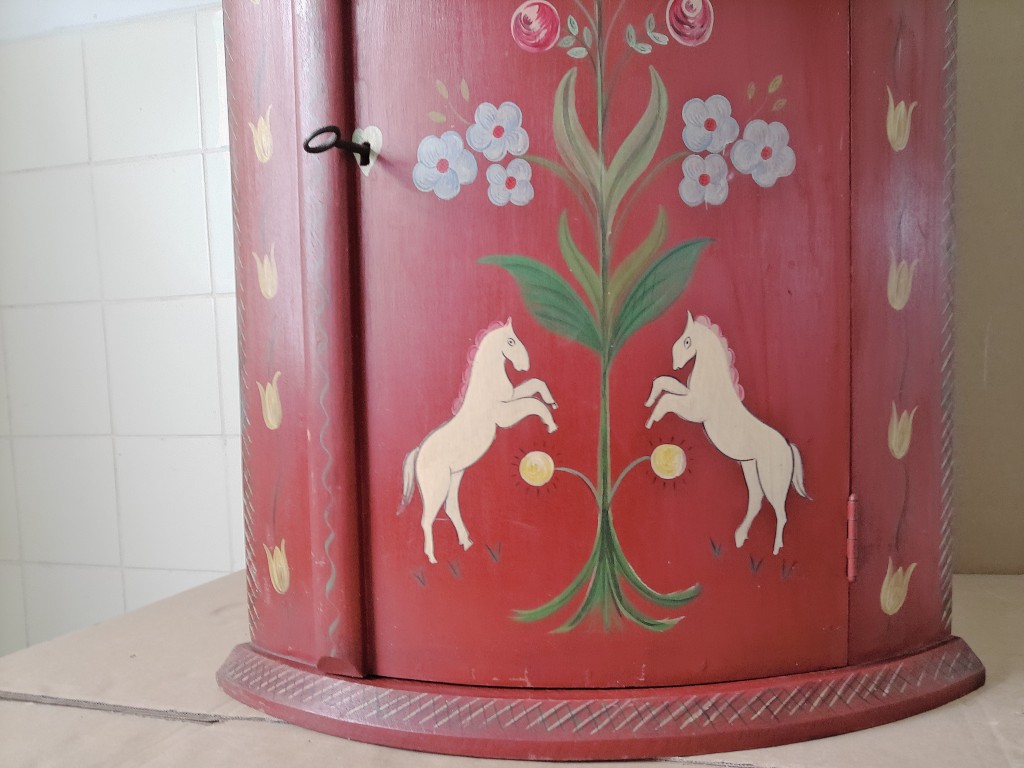 Vintage hoekkastje Veldhoeve Handwerk 46x33x70cm volkskunst - Afbeelding 4