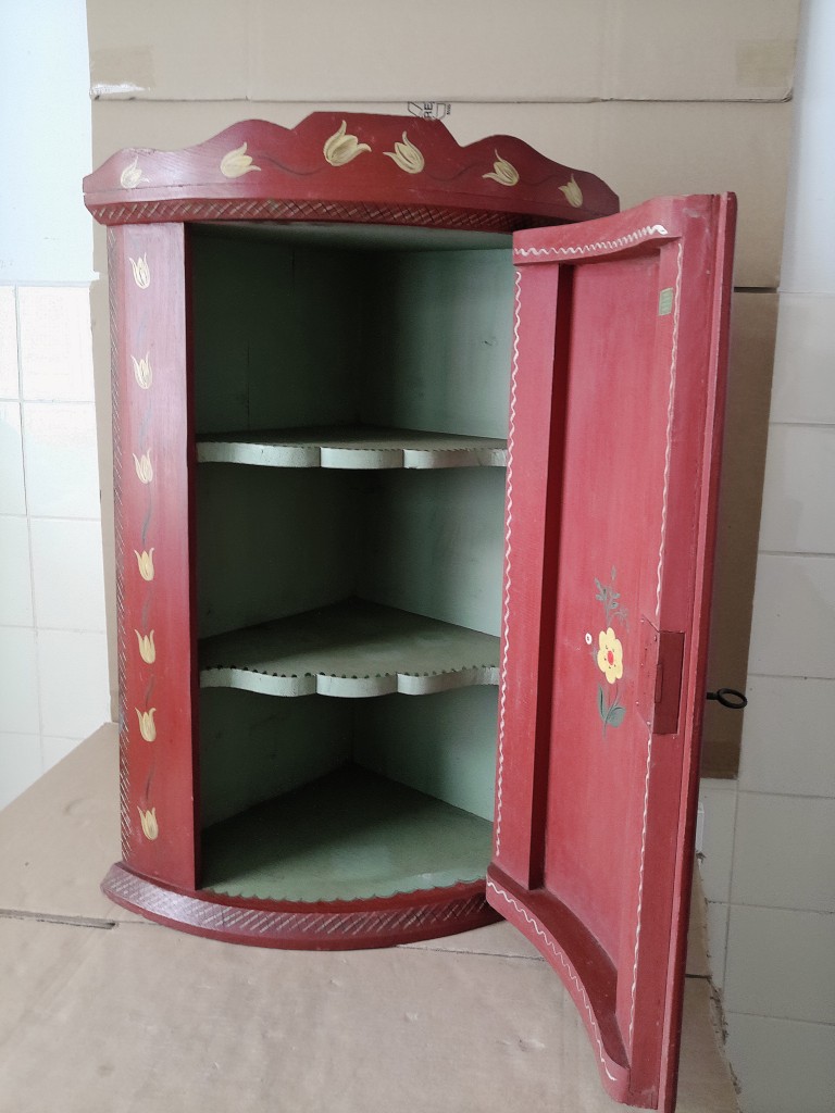 Vintage hoekkastje Veldhoeve Handwerk 46x33x70cm volkskunst - Afbeelding 5
