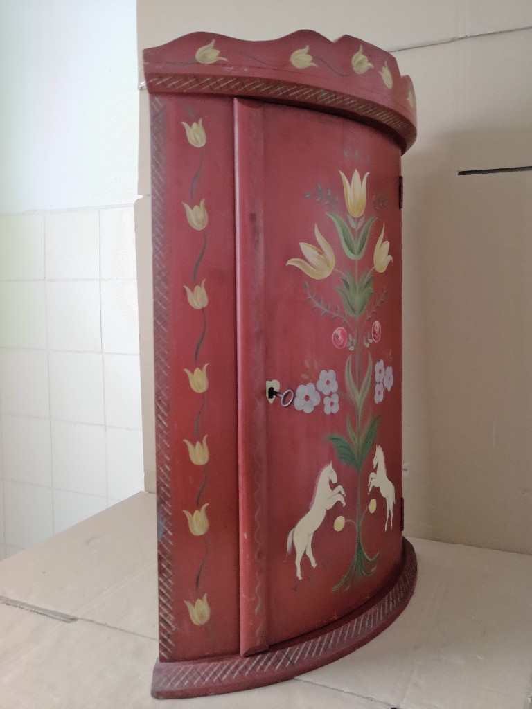 Vintage hoekkastje Veldhoeve Handwerk 46x33x70cm volkskunst - Afbeelding 8