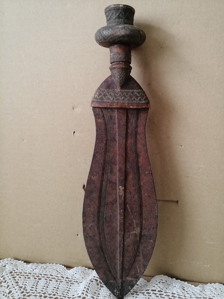 Traditioneel Kuba Ikula mes Sabel der vrede 35cm Congo - Afbeelding 4