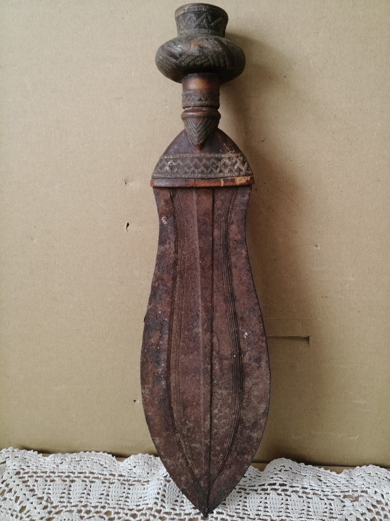 Traditioneel Kuba Ikula mes Sabel der vrede 35cm Congo - Afbeelding 8