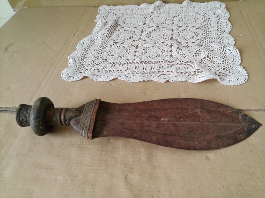 Traditioneel Kuba Ikula mes Sabel der vrede 35cm Congo - Afbeelding 11