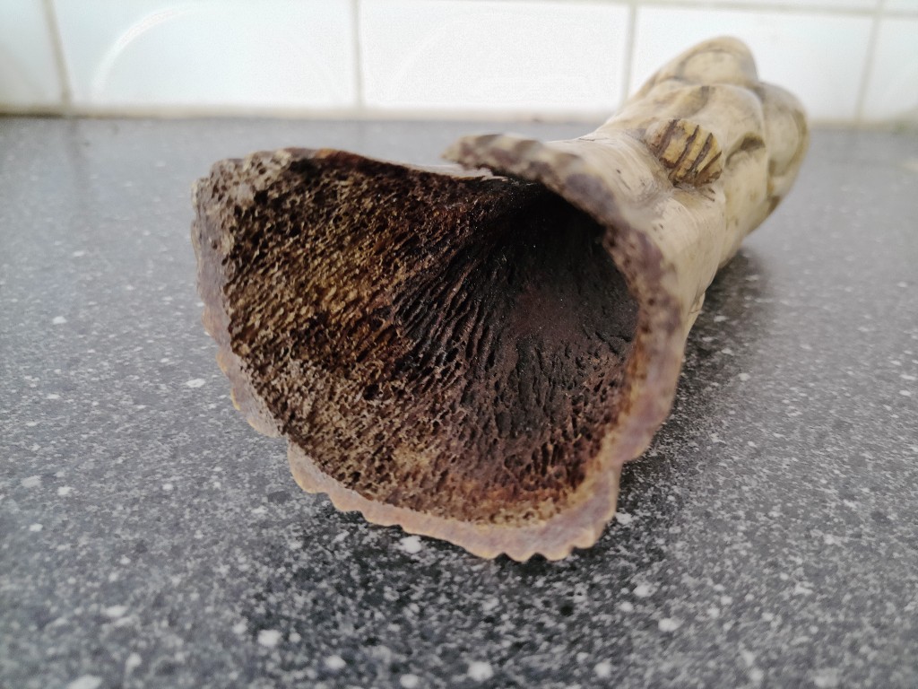 Afrikaans ceremonieel beeld van been driekoppig 16cm - Afbeelding 10