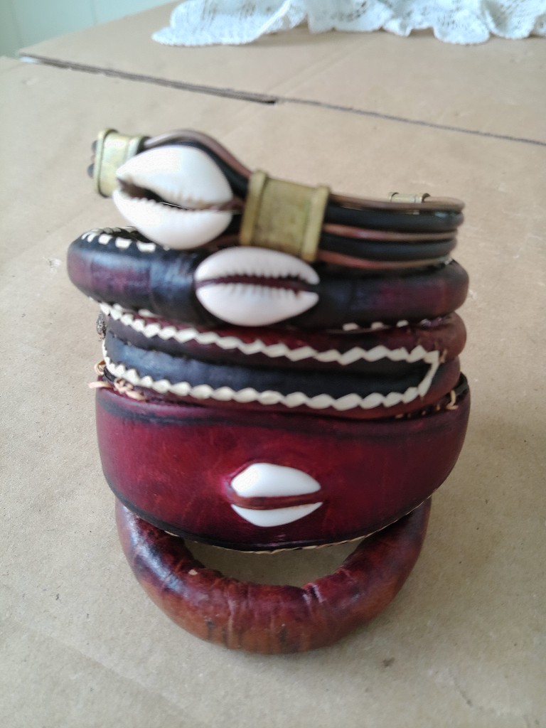 Collectie Afrikaanse leren armbanden volkskunst - Afbeelding 2
