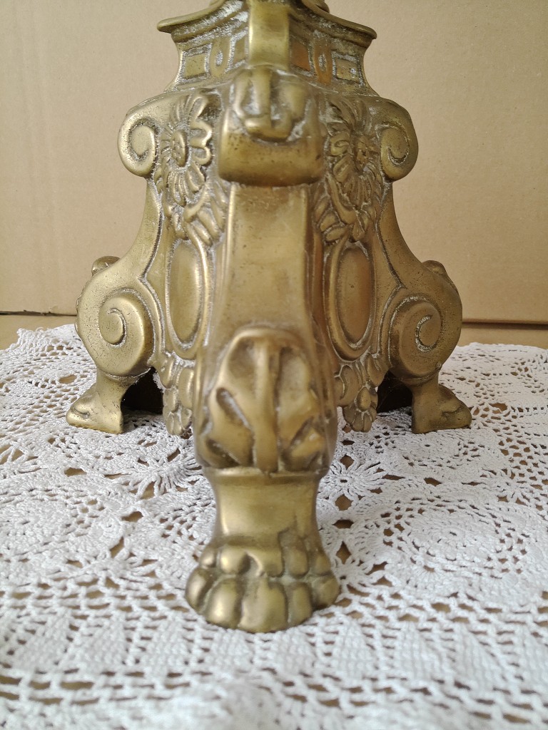 Antieke koperen kandelaar kerkkandelaar barok stijl 62cm - Afbeelding 9