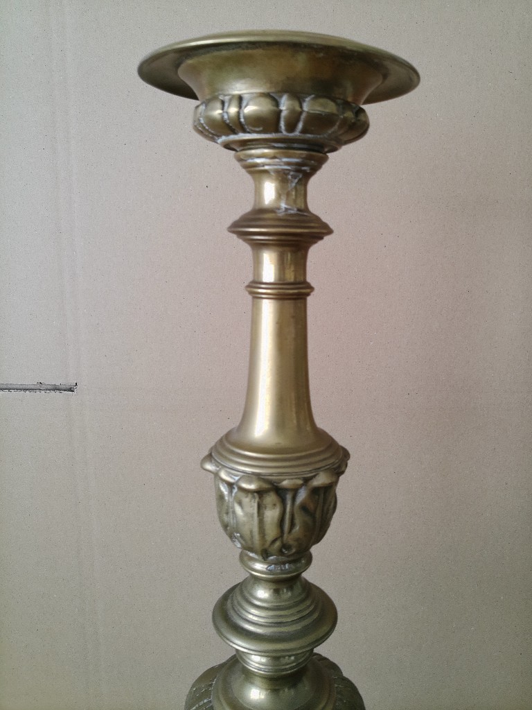 Antieke koperen kandelaar kerkkandelaar barok stijl 62cm - Afbeelding 11
