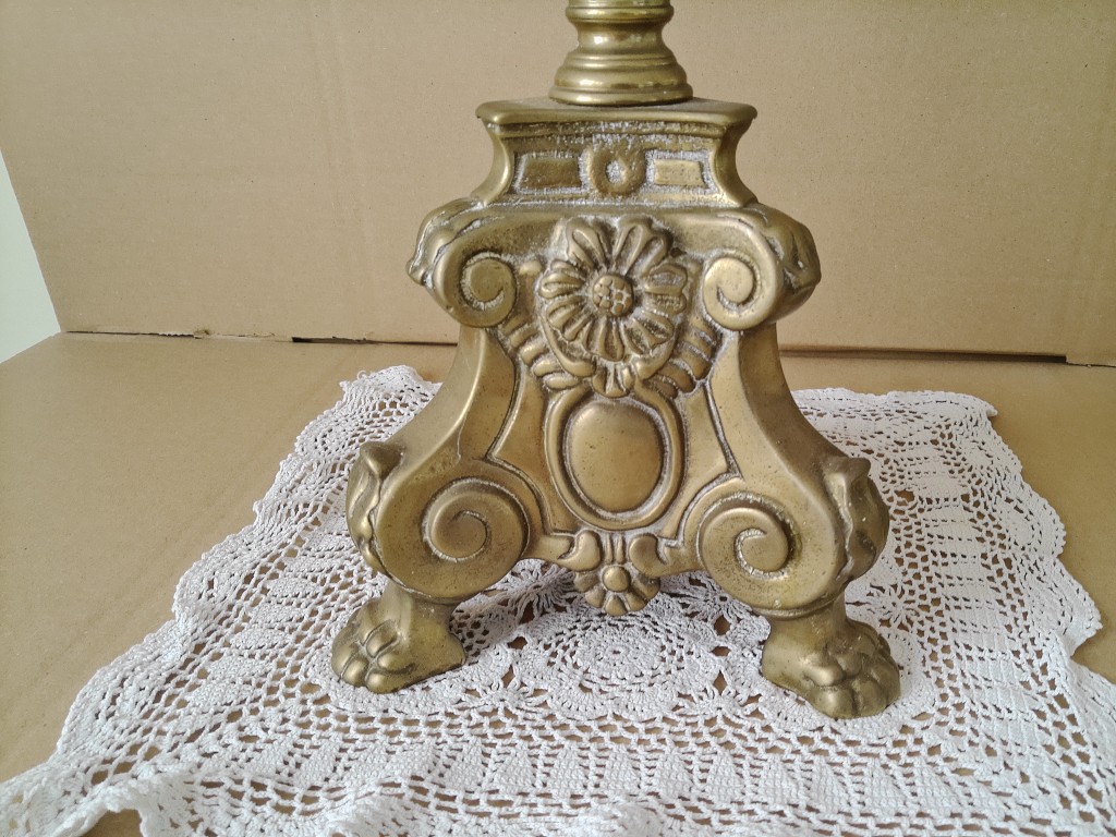 Antieke koperen kandelaar kerkkandelaar barok stijl 62cm - Afbeelding 12