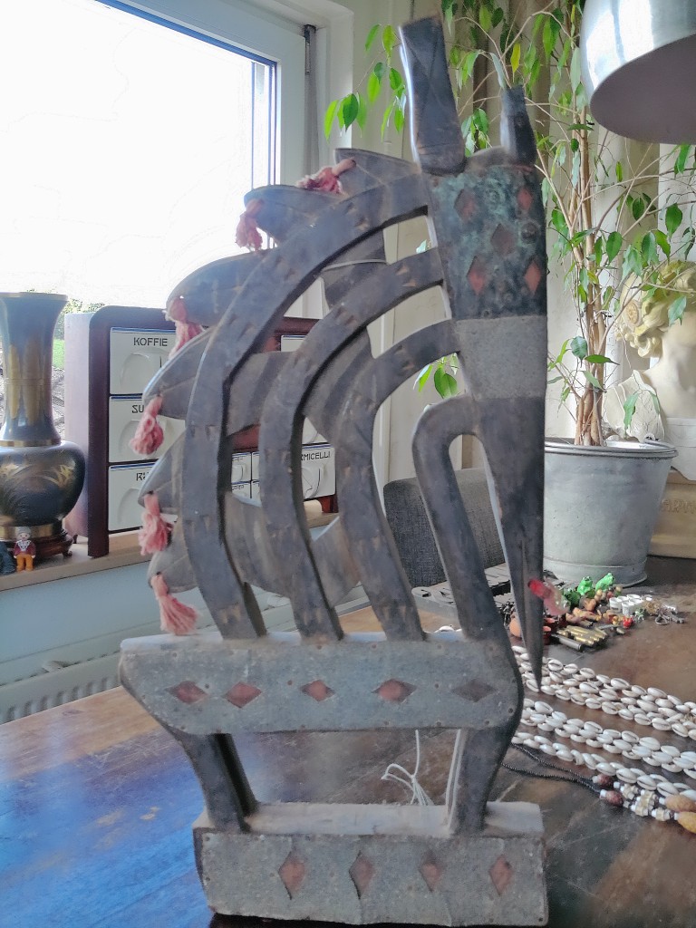 Bamana Mali ceremonieel beeld antilope Chi Wara masker 69cm - Afbeelding 2