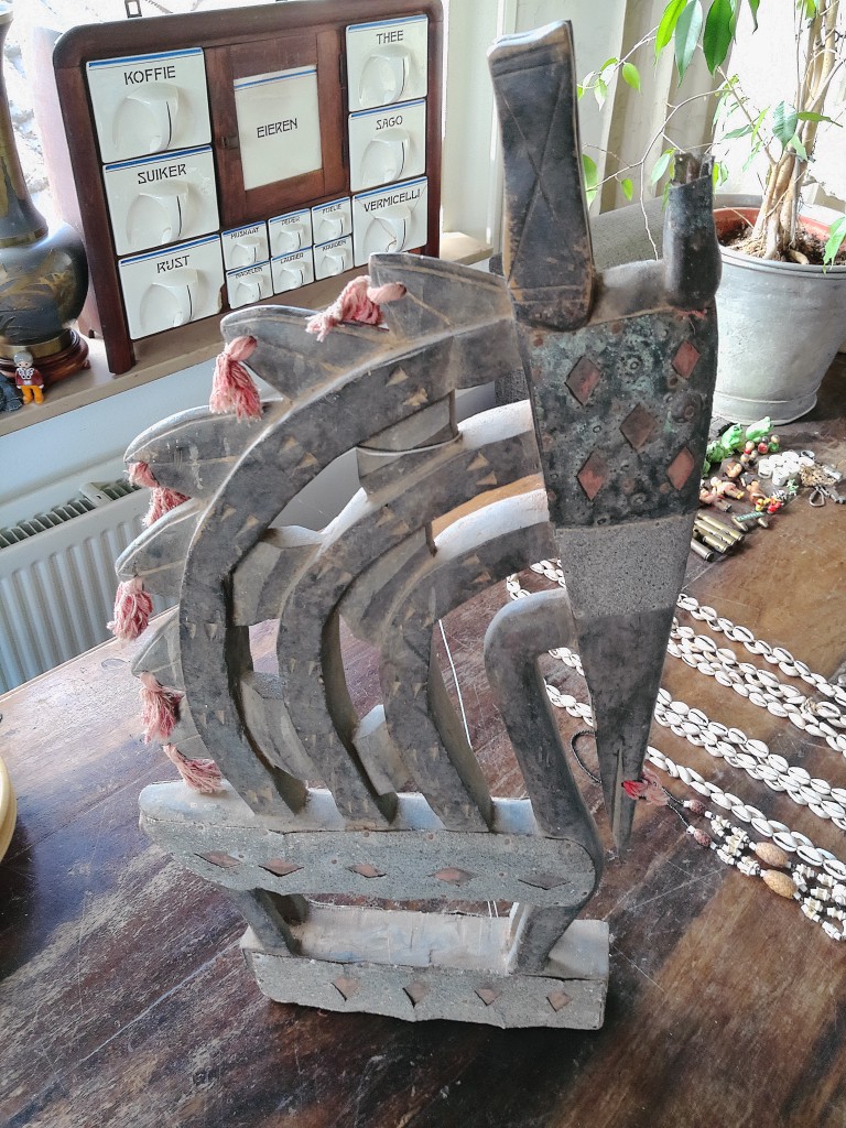 Bamana Mali ceremonieel beeld antilope Chi Wara masker 69cm