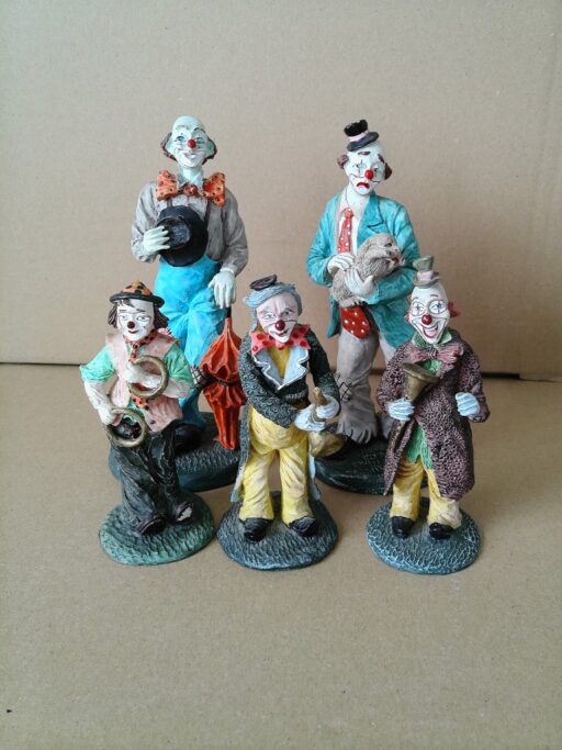 Vintage collectie clown beelden 13cm tot 20cm