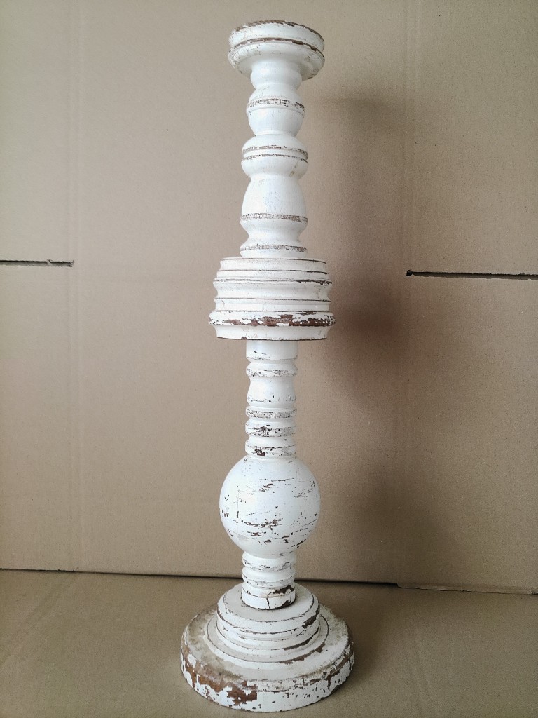 Vintage houten kandelaar 65cm Opknapper - Afbeelding 17