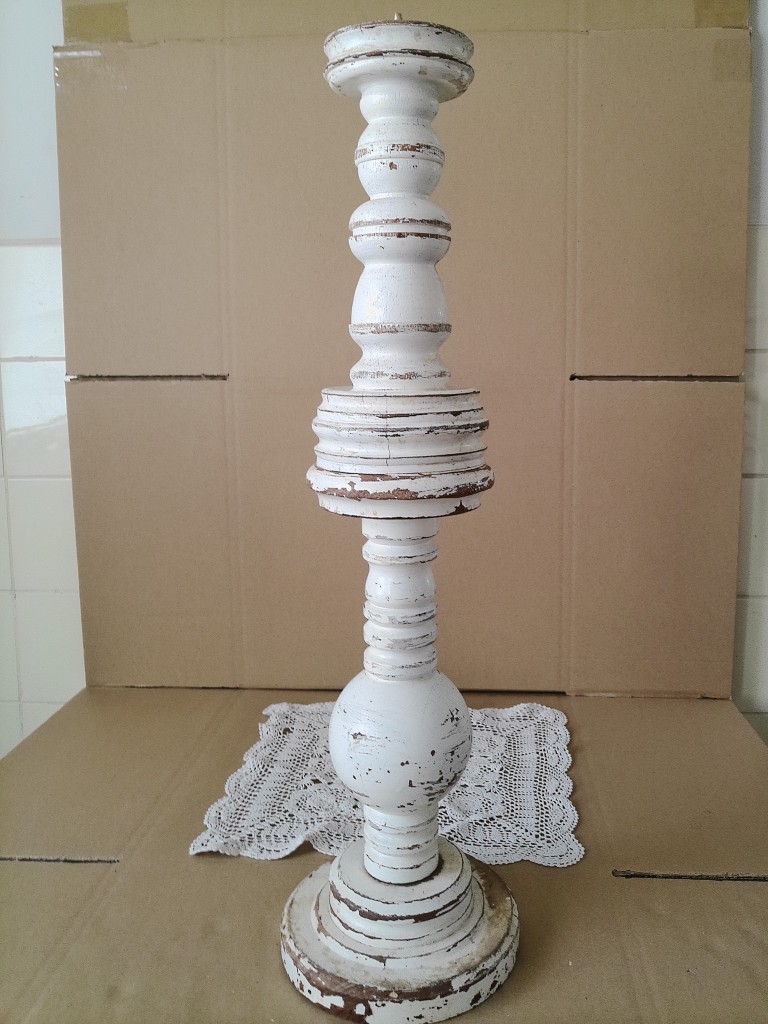 Vintage houten kandelaar 65cm Opknapper - Afbeelding 34