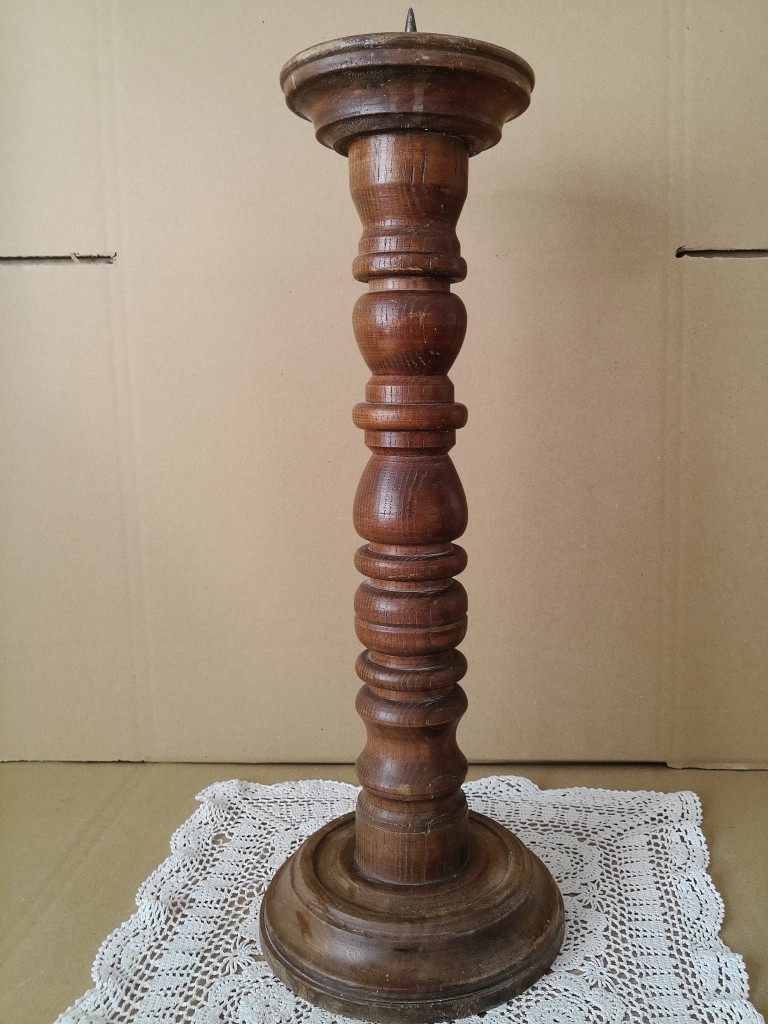 Vintage houten kandelaar 51cm - Afbeelding 7