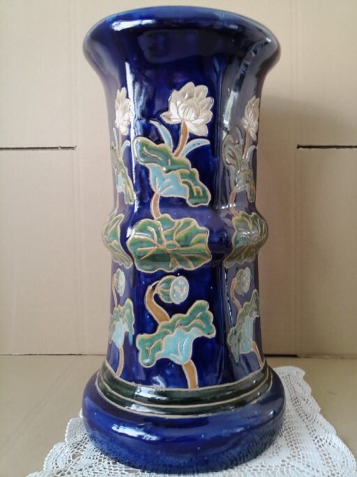 Alternative view of Vintage aardewerk zuil kobaltblauw 53cm