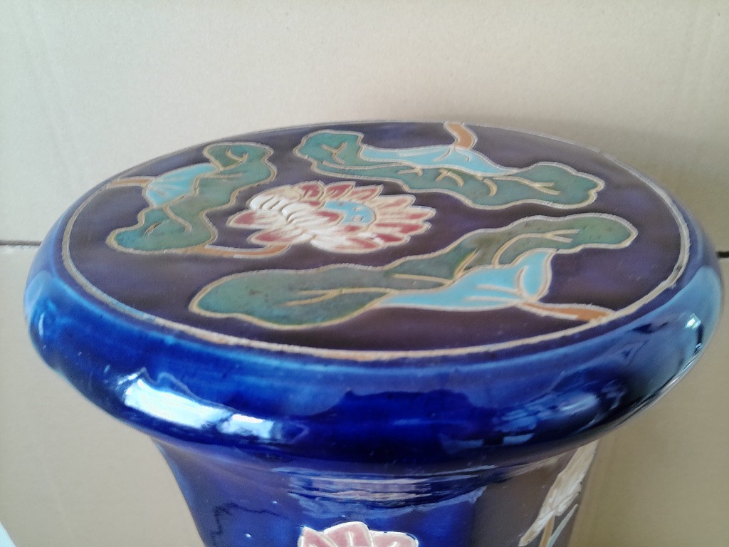Vintage aardewerk zuil kobaltblauw 53cm - Afbeelding 27