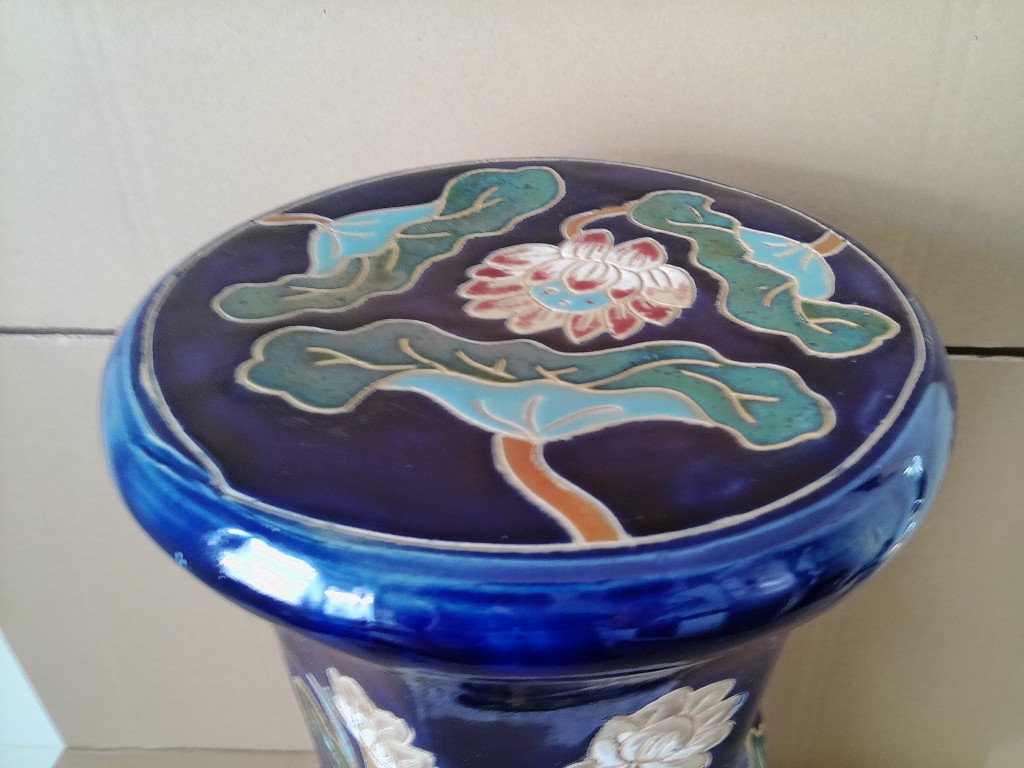 Vintage aardewerk zuil kobaltblauw 53cm - Afbeelding 29