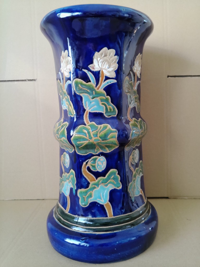 Vintage aardewerk zuil kobaltblauw 53cm - Afbeelding 32