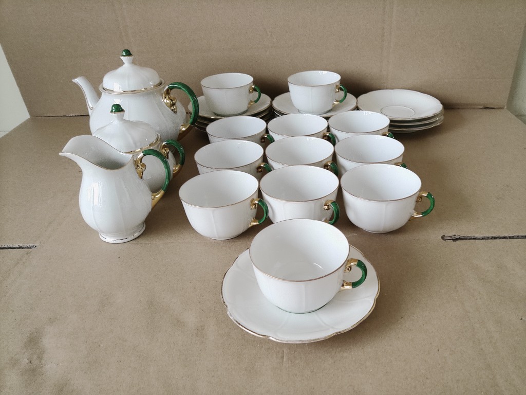 Vintage verguld porseleinen theeservies koffieservies Striegau - Afbeelding 2