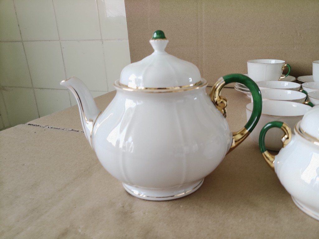 Vintage verguld porseleinen theeservies koffieservies Striegau - Afbeelding 5