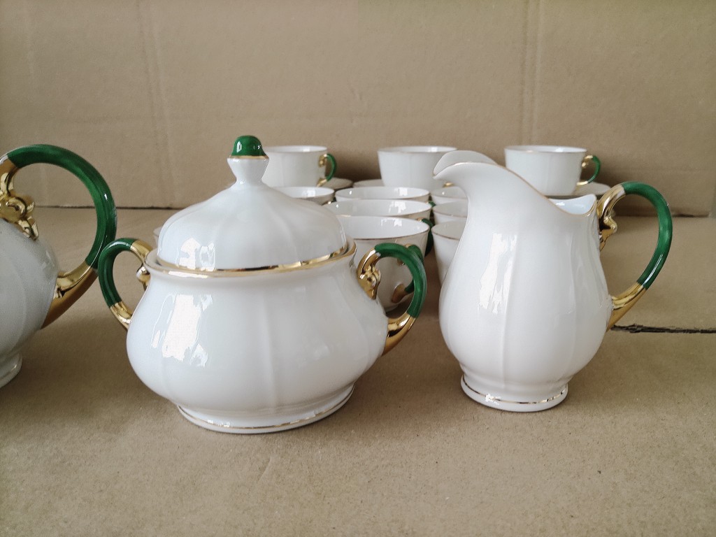 Vintage verguld porseleinen theeservies koffieservies Striegau - Afbeelding 6