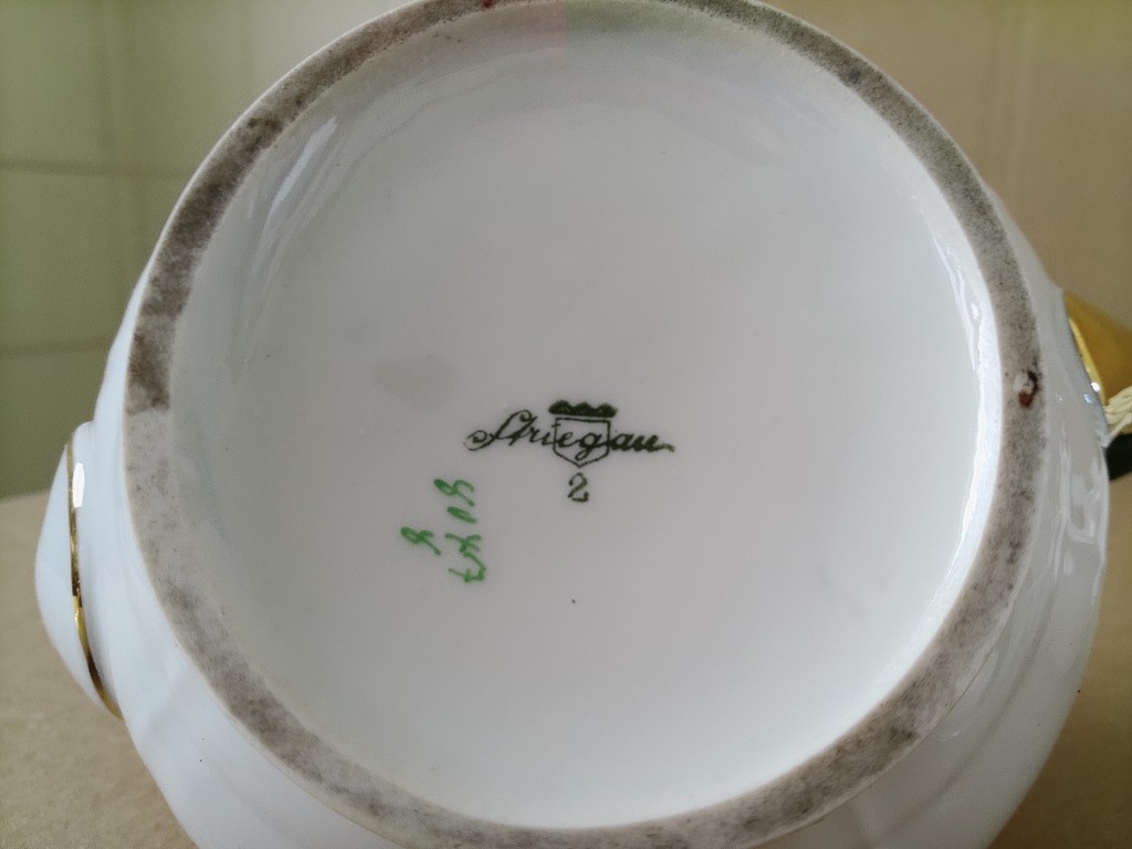 Vintage verguld porseleinen theeservies koffieservies Striegau - Afbeelding 8