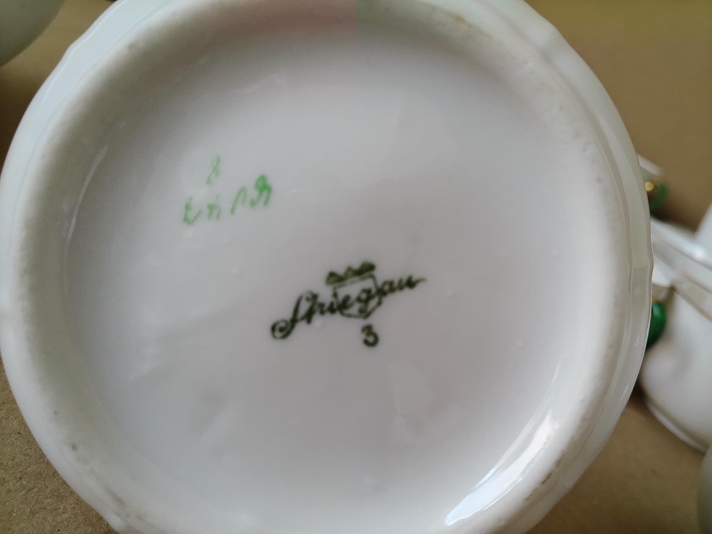 Vintage verguld porseleinen theeservies koffieservies Striegau - Afbeelding 10
