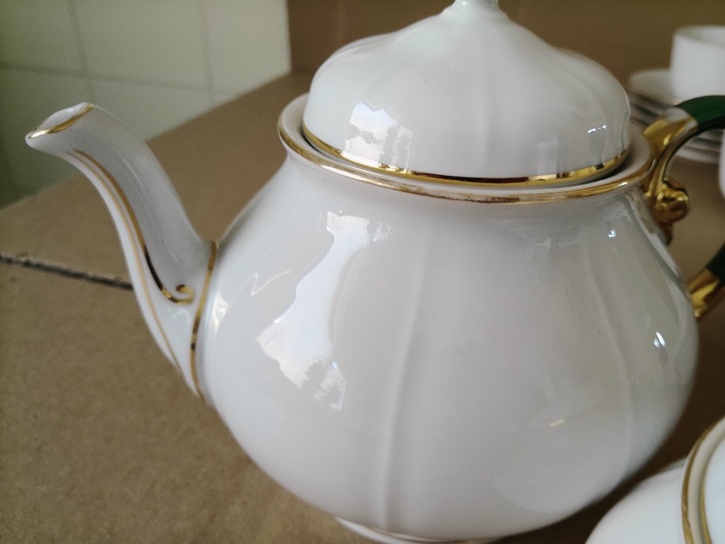 Vintage verguld porseleinen theeservies koffieservies Striegau - Afbeelding 12