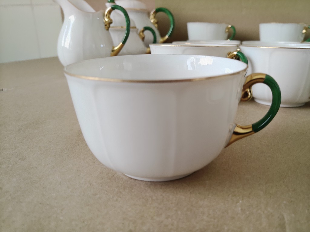 Vintage verguld porseleinen theeservies koffieservies Striegau - Afbeelding 15
