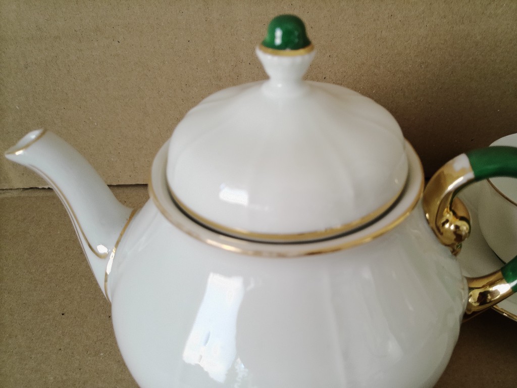 Vintage verguld porseleinen theeservies koffieservies Striegau - Afbeelding 20