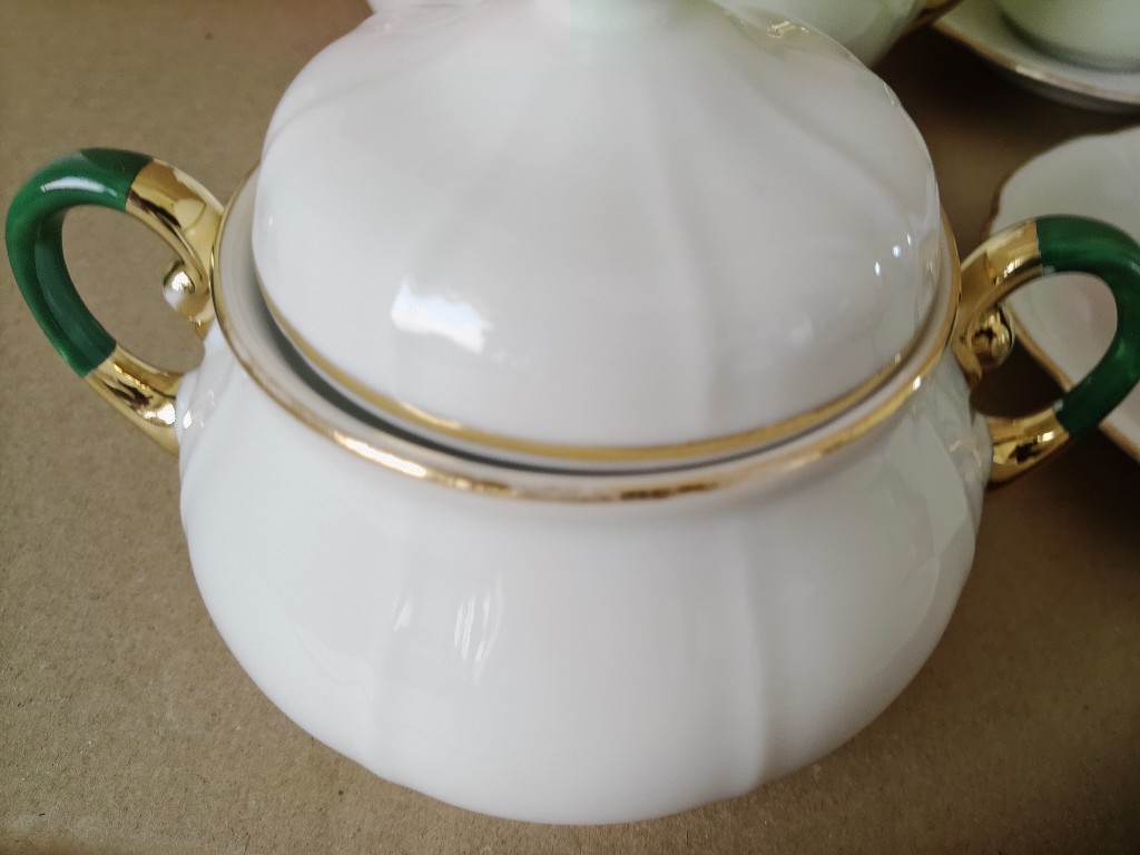 Vintage verguld porseleinen theeservies koffieservies Striegau - Afbeelding 21